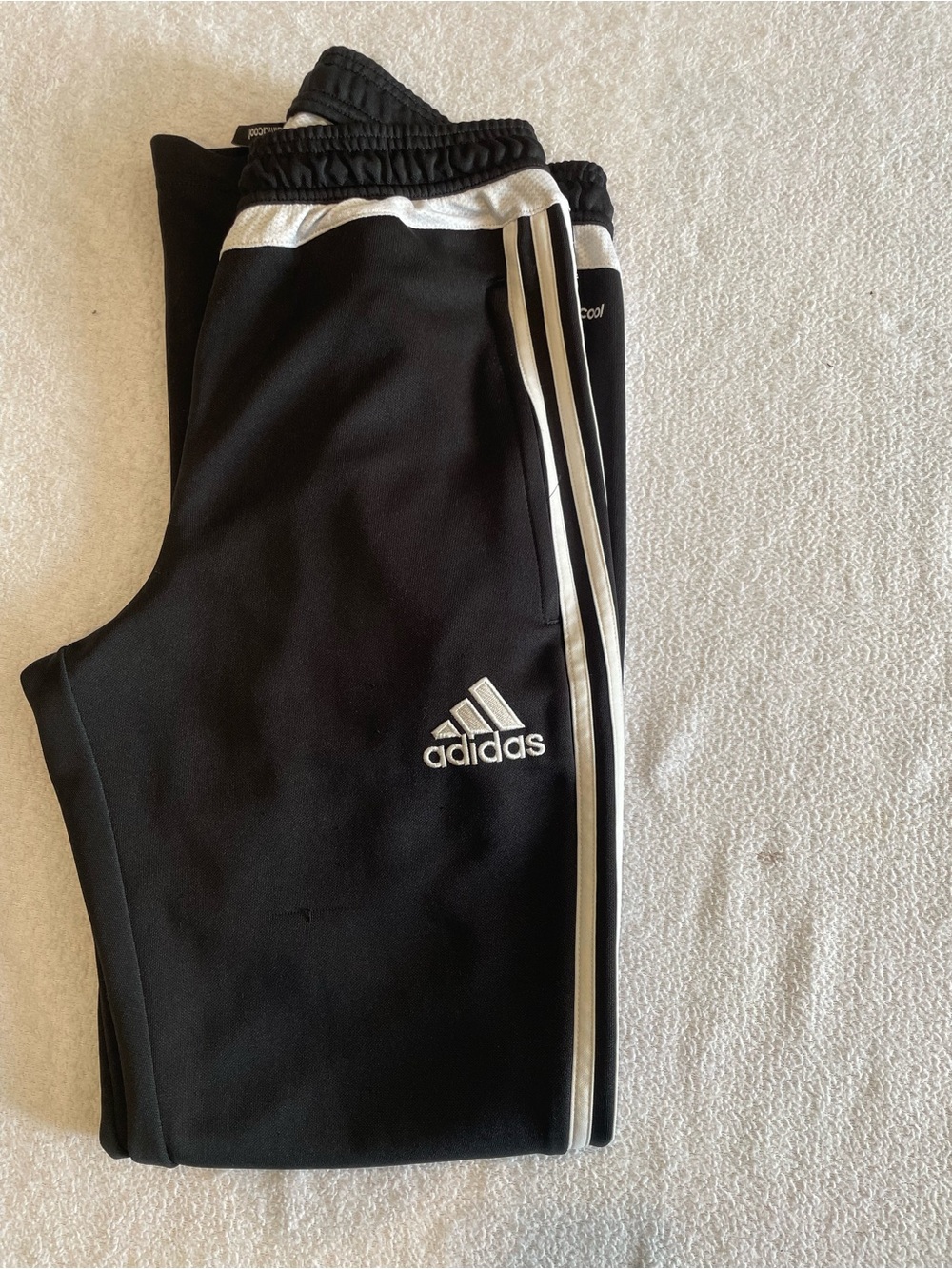 adidas Black Joggers with White Stripe Detail